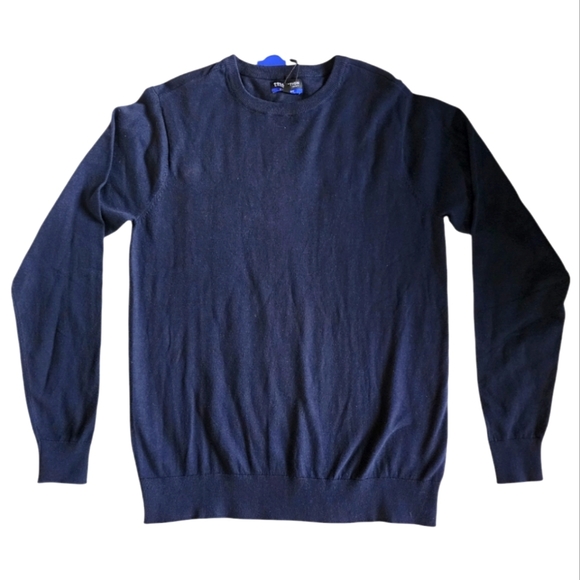 Michael Strahan Navy Blue Modern Fit Knit Crewneck Sweater Soft Cotton Blend S - Picture 1 of 6